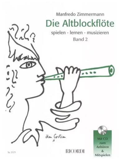 MANFREDO ZIMMERMANN : DIE ALTBLOCKFLOTE BAND 2 - RECUEIL + CD - FLUTE A BEC ALTO -  MANFREDO ZIMMERMANN - RICORDI