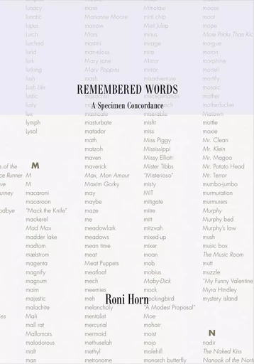 Roni Horn Remembered Words A Specimen Concordance /anglais -  HORN RONI - STEIDL