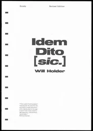 Idem Dito [sic.] /anglais