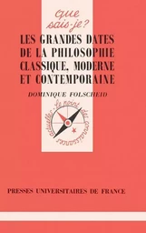 Les grandes dates de la philosophie classique, moderne et contemporaine