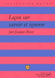 Leçon sur savoir et ignorer