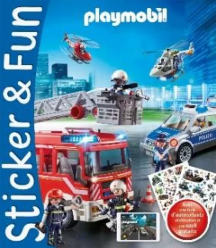 PLAYMOBIL - POMPIERS STICKER AND FUN - 2 EN 1 -  - BOOK N APP