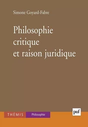 Philosophie critique et raison juridique