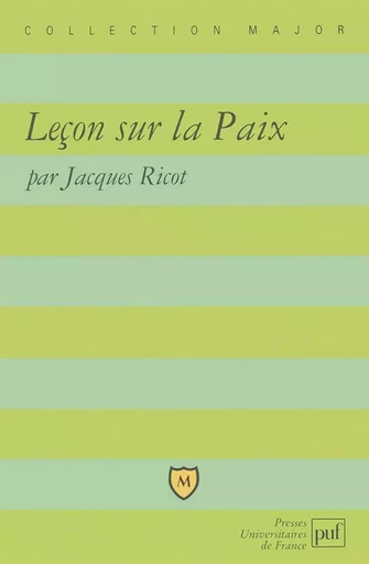 Leçon sur la Paix - Jacques Ricot - BELIN EDUCATION