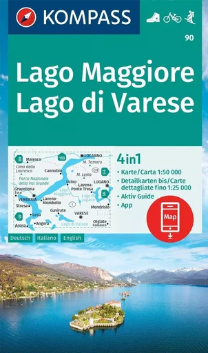 90 LAGO MAGGIORE - LAGO DI VARESE -  - KOMPASS KARTEN