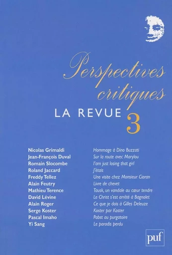 Perspectives critiques : la Revue 3 -  - PUF