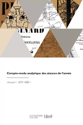 Compte-rendu analytique des séances de l'année