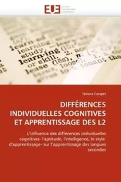 DIFFÉRENCES INDIVIDUELLES COGNITIVES ET APPRENTISSAGE DES L2