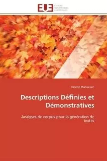 Descriptions dé nies  et démonstratives -  MANUELIAN-H - UNIV EUROPEENNE