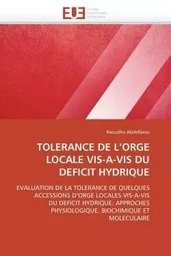 Tolerance de l orge  locale vis-a-vis du  deficit hydrique