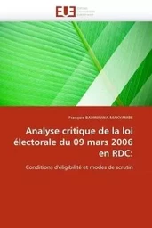 Analyse critique de la loi électorale du 09 mars 2006 en rdc: