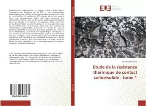 Etude de la resistance thermique de contact solide/solide : tome 1 - Bourassia Bensaad - UNIV EUROPEENNE