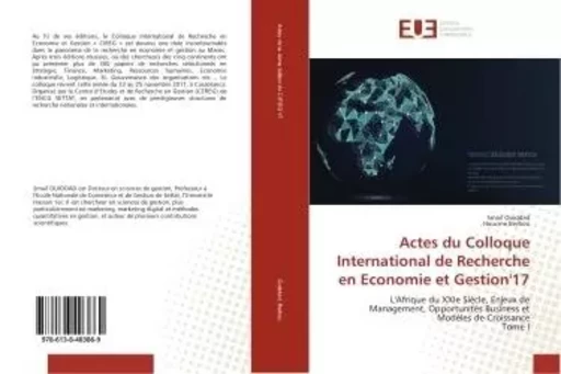 Actes du Colloque International de Recherche en economie et Gestion'17 - Smail Ouiddad - UNIV EUROPEENNE