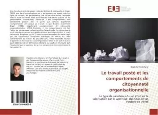 Le travail poste et les comportements de citoyennete organisationnelle - Baptiste Froidefond - UNIV EUROPEENNE