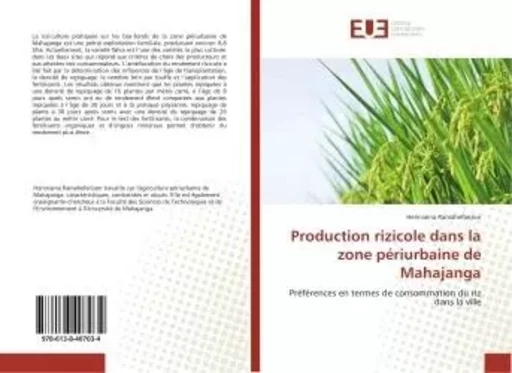 Production rizicole dans la zone periurbaine de Mahajanga - Heriniaina Ramahefarison - UNIV EUROPEENNE