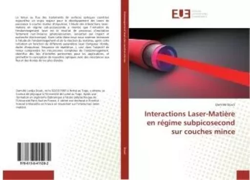 Interactions Laser-Matière en régime subpicosecond sur couches mince - Dam-Bé Douti - UNIV EUROPEENNE