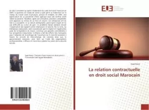 La relation contractuelle en droit social Marocain - Saad Kenzi - UNIV EUROPEENNE