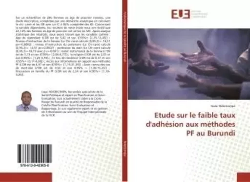 Etude sur le faible taux d'adhésion aux méthodes PF au Burundi - Isaac Ndoricimpa - UNIV EUROPEENNE