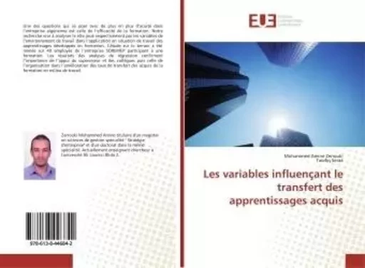 Les variables influençant le transfert des apprentissages acquis - Mohammed Zerrouki - UNIV EUROPEENNE