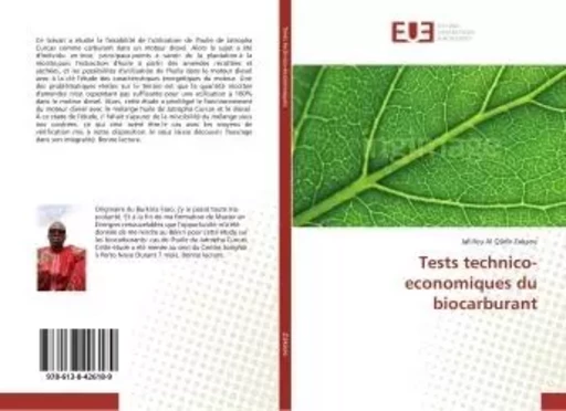 Tests technico-economiques du biocarburant -  Zakane - UNIV EUROPEENNE