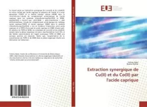 Extraction synergique de Cu(II) et du Co(II) par l'acide caprique - Fatima Adjal - UNIV EUROPEENNE