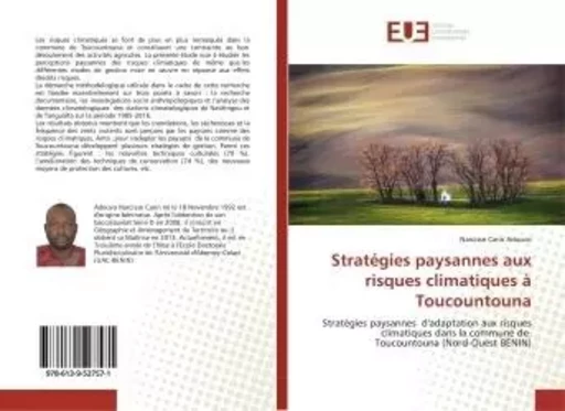 Stratégies paysannes aux risques climatiques à Toucountouna - Narcisse ADOUVO - UNIV EUROPEENNE