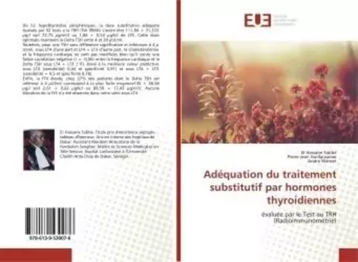 Adéquation du traitement substitutif par hormones thyroidiennes - El Sidibé - UNIV EUROPEENNE