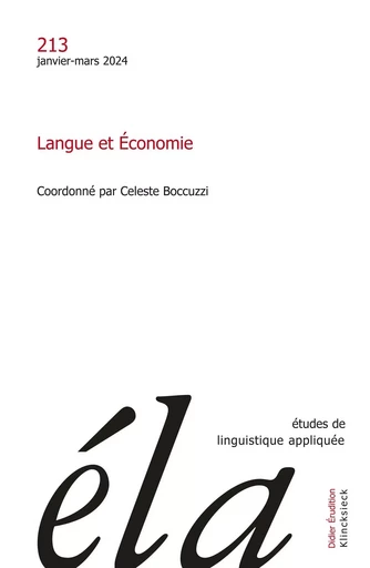 Etudes de linguistique appliquée - n°1-2024 -  Collectif - Klincksieck