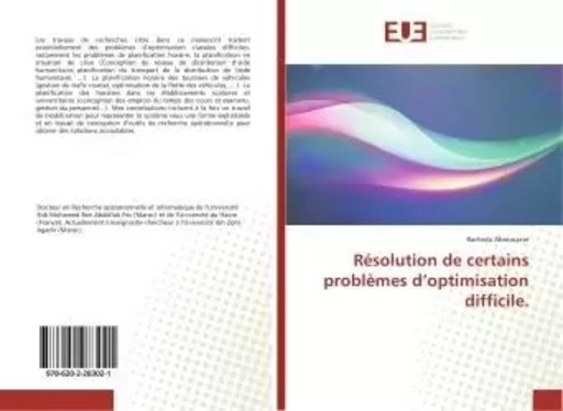 Resolution de certains problemes d'optimisation difficile - RACHIDA ABOUNACER - UNIV EUROPEENNE