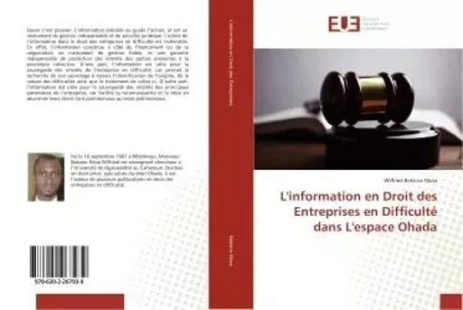 L'information en Droit des entreprises en Difficulte dans L'espace Ohada - Wilfried Nkoa - UNIV EUROPEENNE