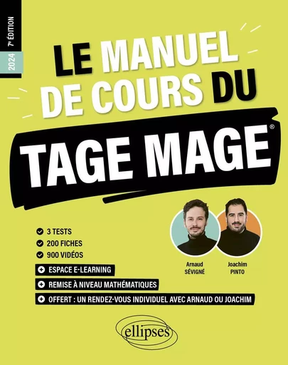 Le Manuel de Cours du TAGE MAGE - Joachim Pinto, Arnaud Sévigné - EDITION MARKETING