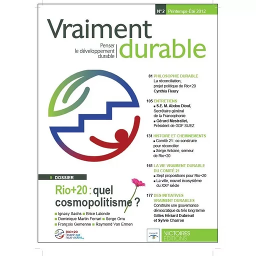 Vraiment durable N2. Rio+20 : quel cosmopolitisme ? -  Collectif - EDISENS