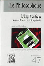 Le Philosophoire N°47 L'Esprit Critique Printemps 2017