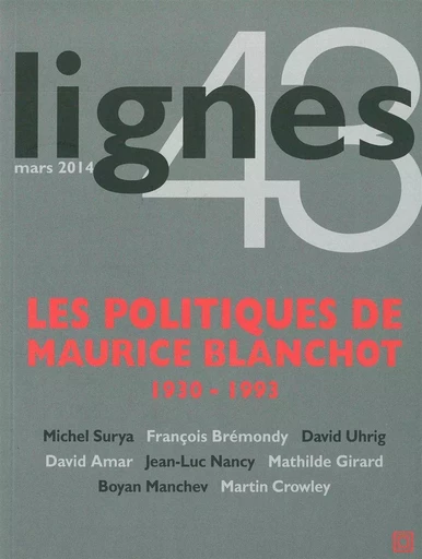 Revue Lignes N°43 -  Collectif - Nouvelles Éditions Lignes