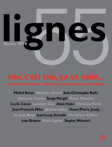 Revue lignes n°55 -  Collectif - Nouvelles Éditions Lignes