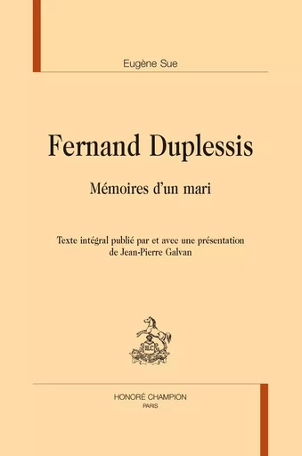 Fernand Duplessis - Eugène Sue - CHAMPION