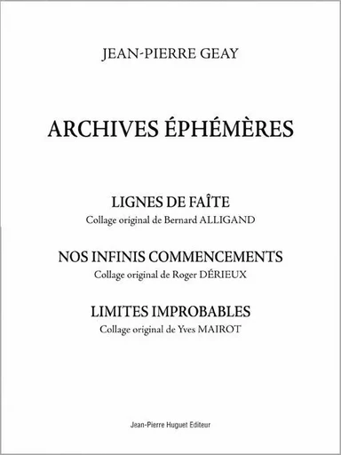 Archives éphémères - Geay Jean-Pierre - HUGUET