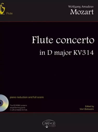 FLUTE CONCERTO IN D MAJOR KV 314 - FLUTE TRAVERSIERE ET PIANO - RECUEIL + CD-ROM -  WOLFGANG AMADEUS MOZ - CARISCH MUSICOM