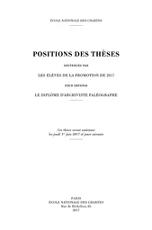 POSITIONS DES THESES 2017. SOUTENUES PAR LES ELEVES DE LA PROMOTION D