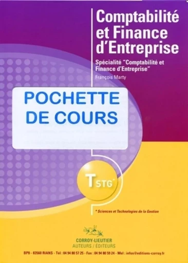 Comptabilité et finance d'entreprise - Pochette de cours - François Marty - CORROY