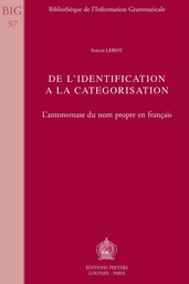 DE L IDENTIFICATION A LA CATEGORISATION L ANTONOMASE DU NOM PROPRE EN FRANCAIS