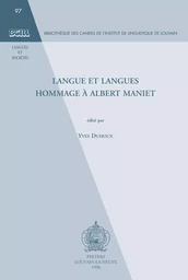 LANGUE ET LANGUES HOMMAGE A ALBERT MANIET