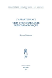 L'APPARTENANCE VERS UNE COSMOLOGIE PHENOMENOLOGIQUE