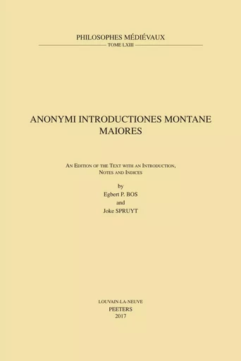 ANONYMI INTRODUCTIONES MONTANE MAIORES -  AVIRER - PEETERS