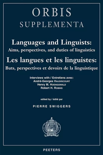 LANGUAGES AND LINGUISTS AIMS, PERSPECTIVES, AND DUTIES OF LINUISTICS -  - PEETERS