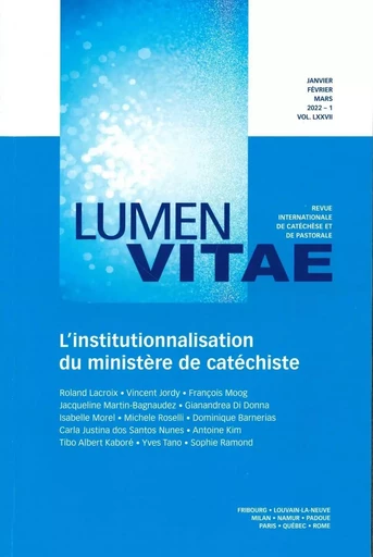 L’institutionnalisation du ministère de catéchiste, revue Lumen Vitae 2022-1, vol 77 - François Moog, Jacqueline Martin-Bagnaudez - RIRTP