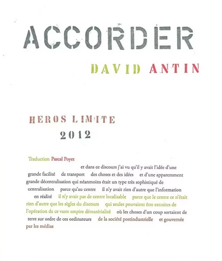 Accorder - David ANTIN - Héros-Limite