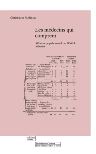 LES MEDECINS QUI COMPTENT : MEDECINE POPULATIONNELLE A GENEVE AU 19E SIECLE -  RUFFIEUX CHRISTIANE - BHMS