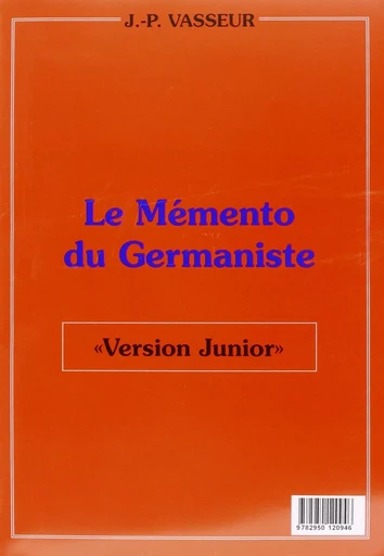 MEMENTO DU GERMANISTE VERSION JUNIOR -  VASSEUR - VASSEUR